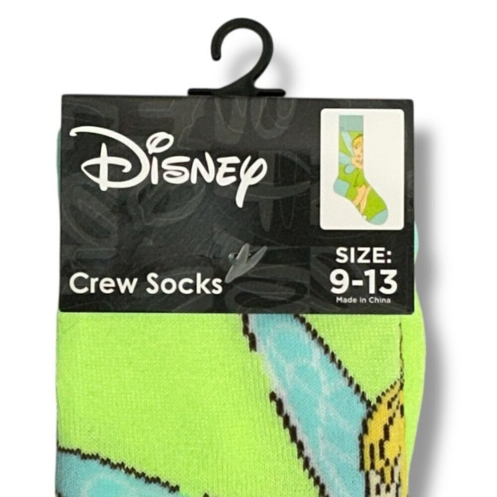 Peter Pan Tinker Bell Crew Socks Disney Green Blue Adult Unisex 9-13 One Size - Picture 3 of 16